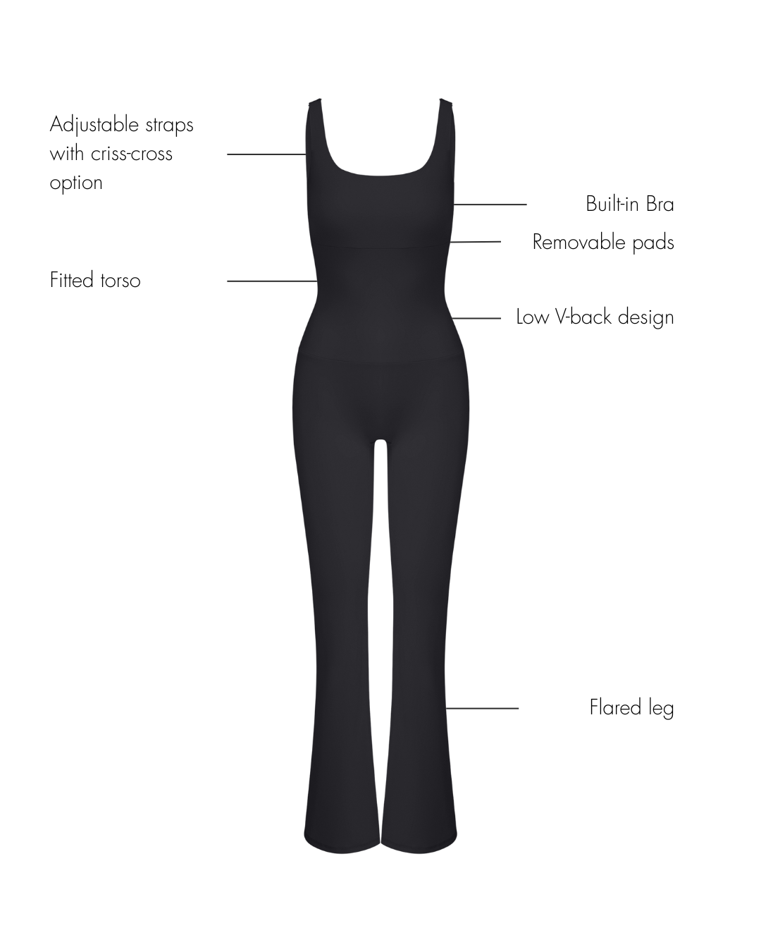 Anastasia Flared Leg Jumpsuit - Black