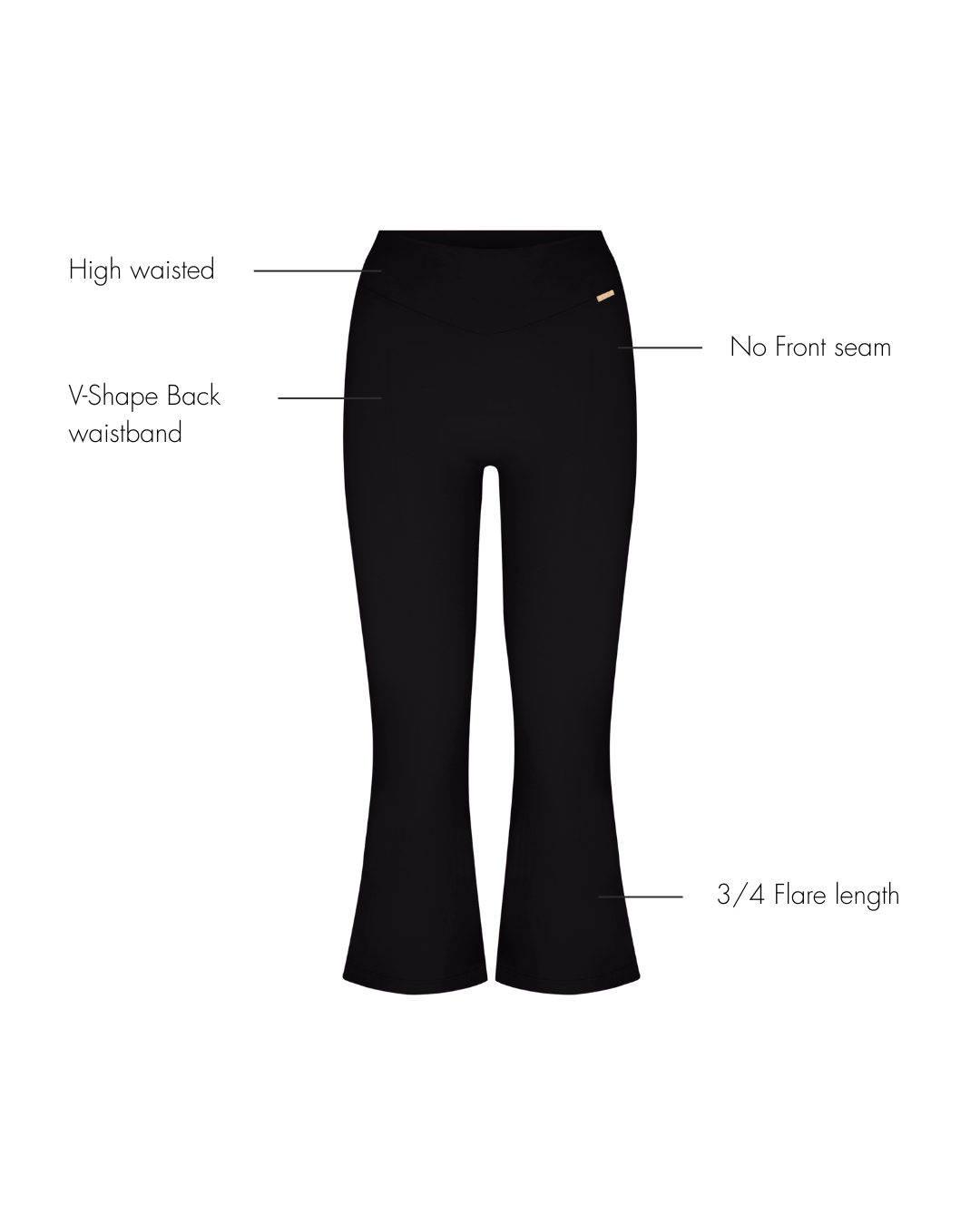 Flared Capri Leggings - Black
