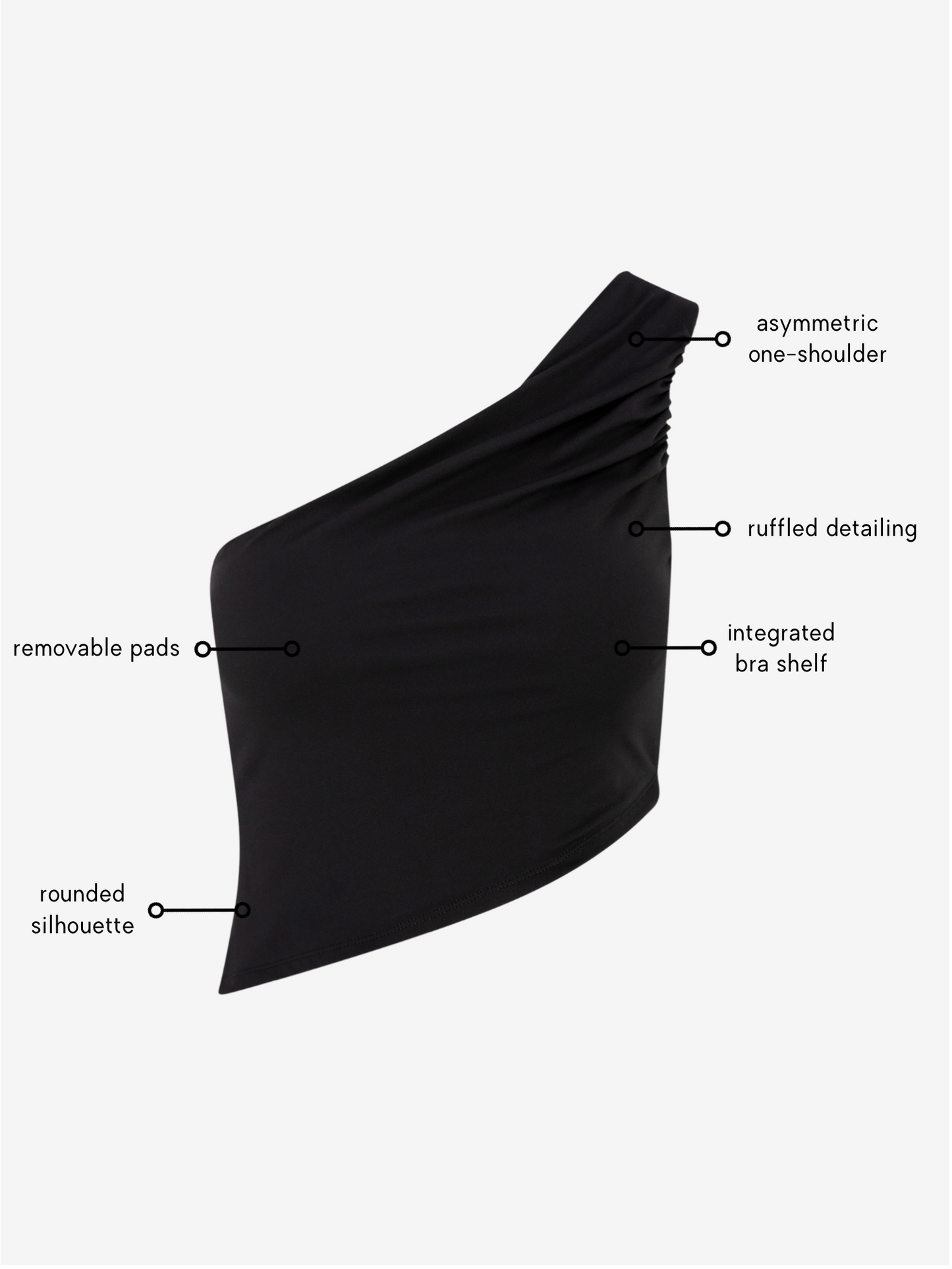 Joelle Oneshoulder Top - Black