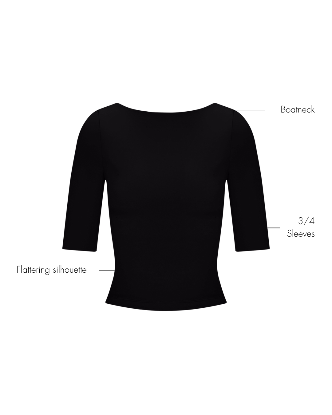 Julia 3/4 Longsleeve Top - Black