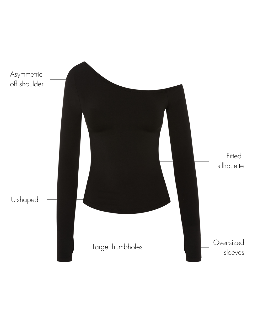 Sabrina Asymmetric Longsleeve - Black