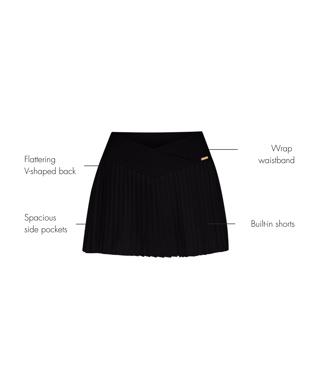 Serena Pleated Tennis Skirt - Black