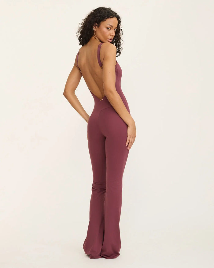 Anastasia Flared Leg Jumpsuit - Cherry