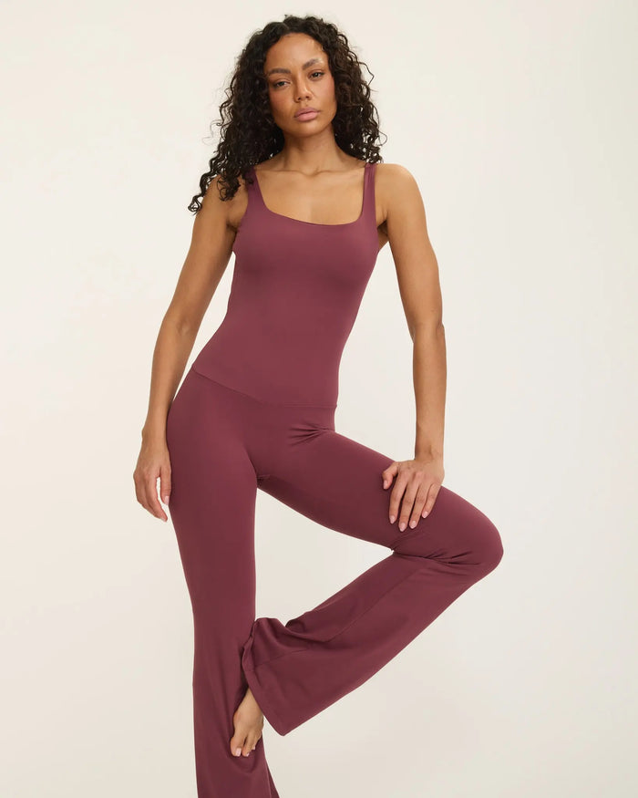 Anastasia Flared Leg Jumpsuit - Cherry
