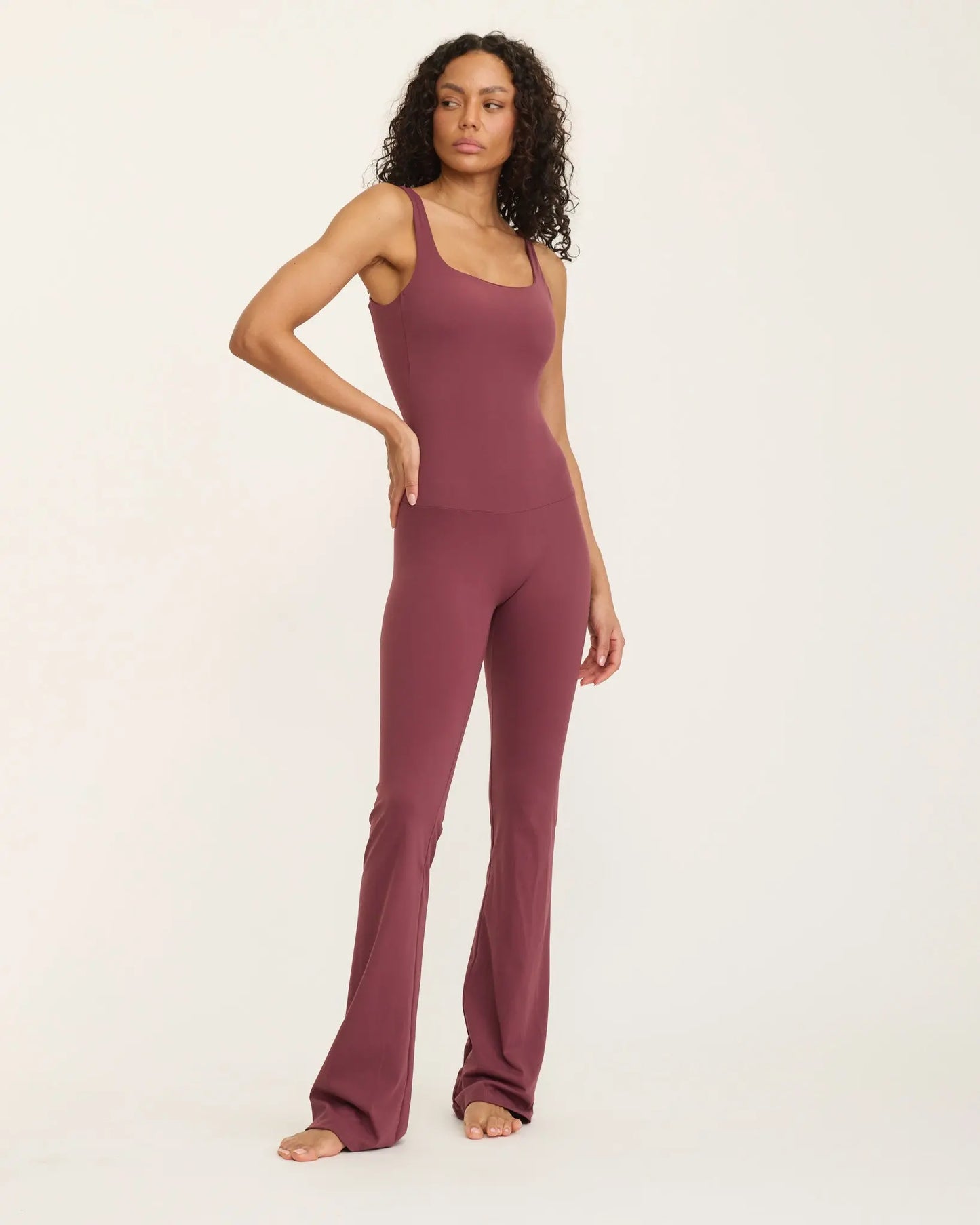 Anastasia Flared Leg Jumpsuit - Cherry