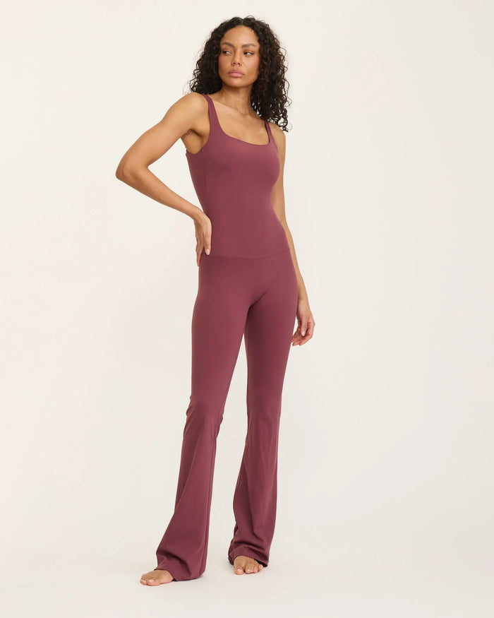 Anastasia Flared Leg Jumpsuit - Cherry