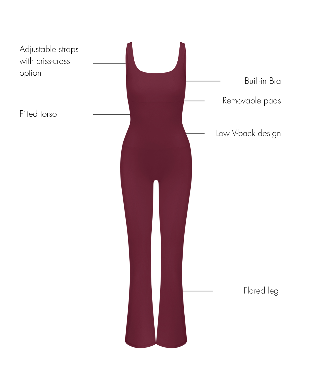 Anastasia Flared Leg Jumpsuit - Cherry