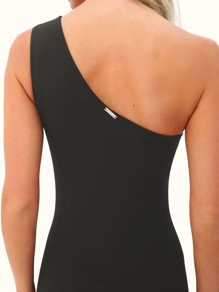 Cristina Oneshoulder Flared Leg Jumpsuit – Black
