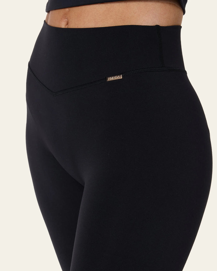 Flared Capri Leggings - Black