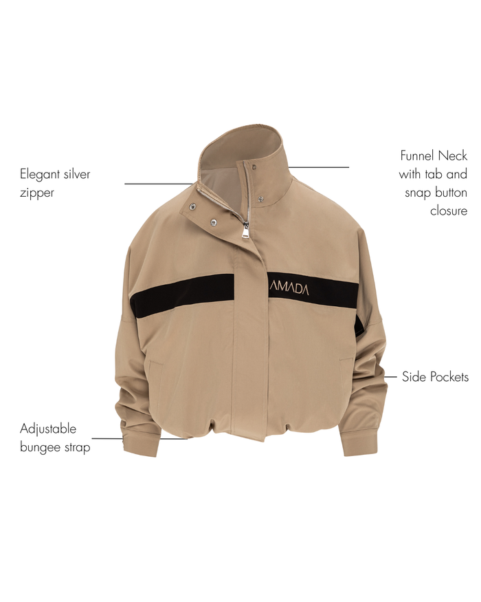 AMADA Windbreaker Jacket - Beige/Black