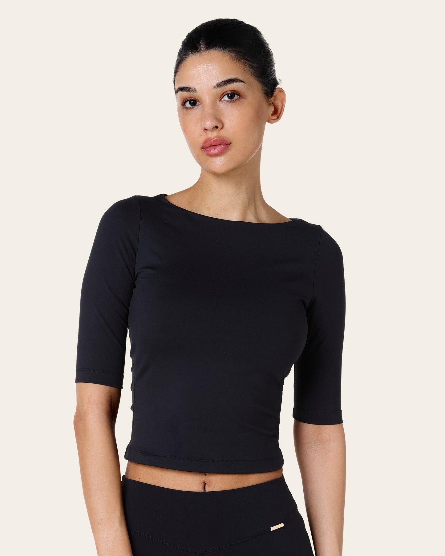 Julia 3/4 Longsleeve Top -  Black
