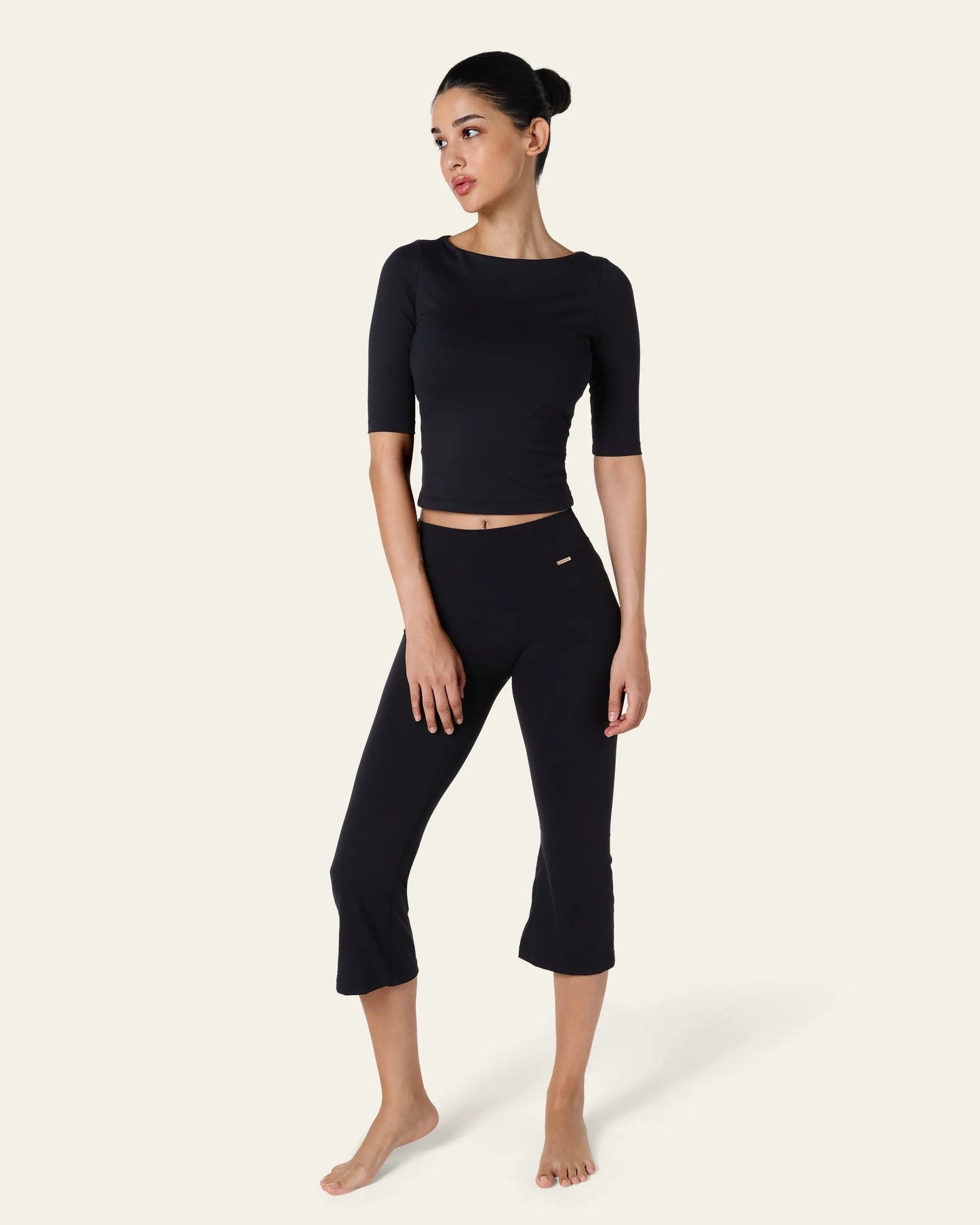 Julia 3/4 Longsleeve Top -  Black