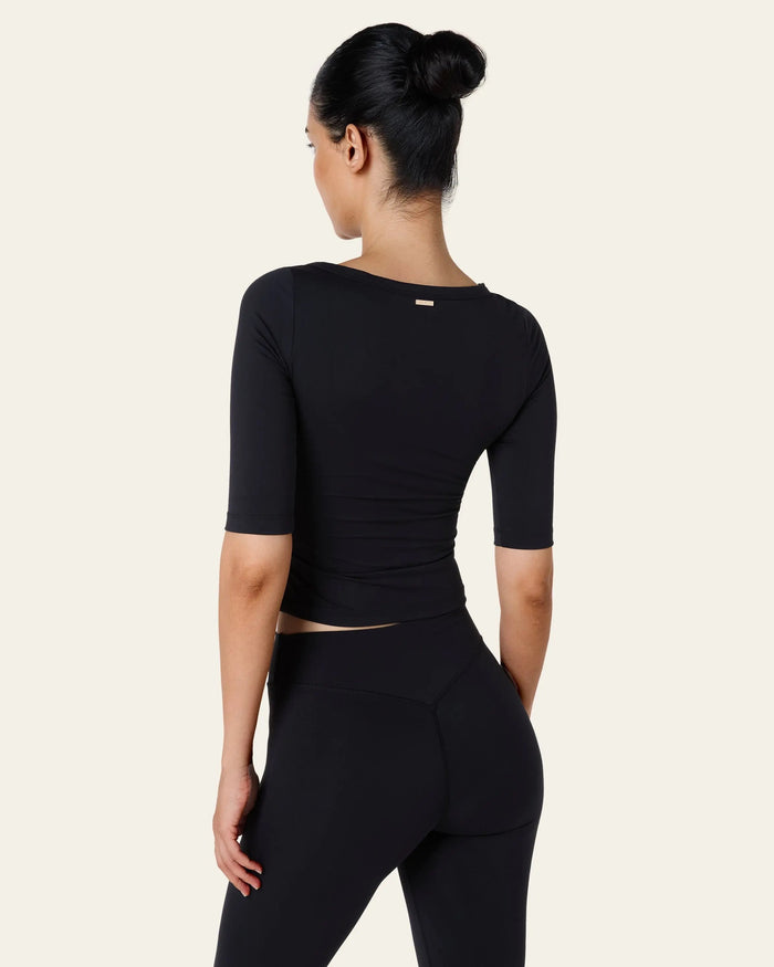 Julia 3/4 Longsleeve Top -  Black