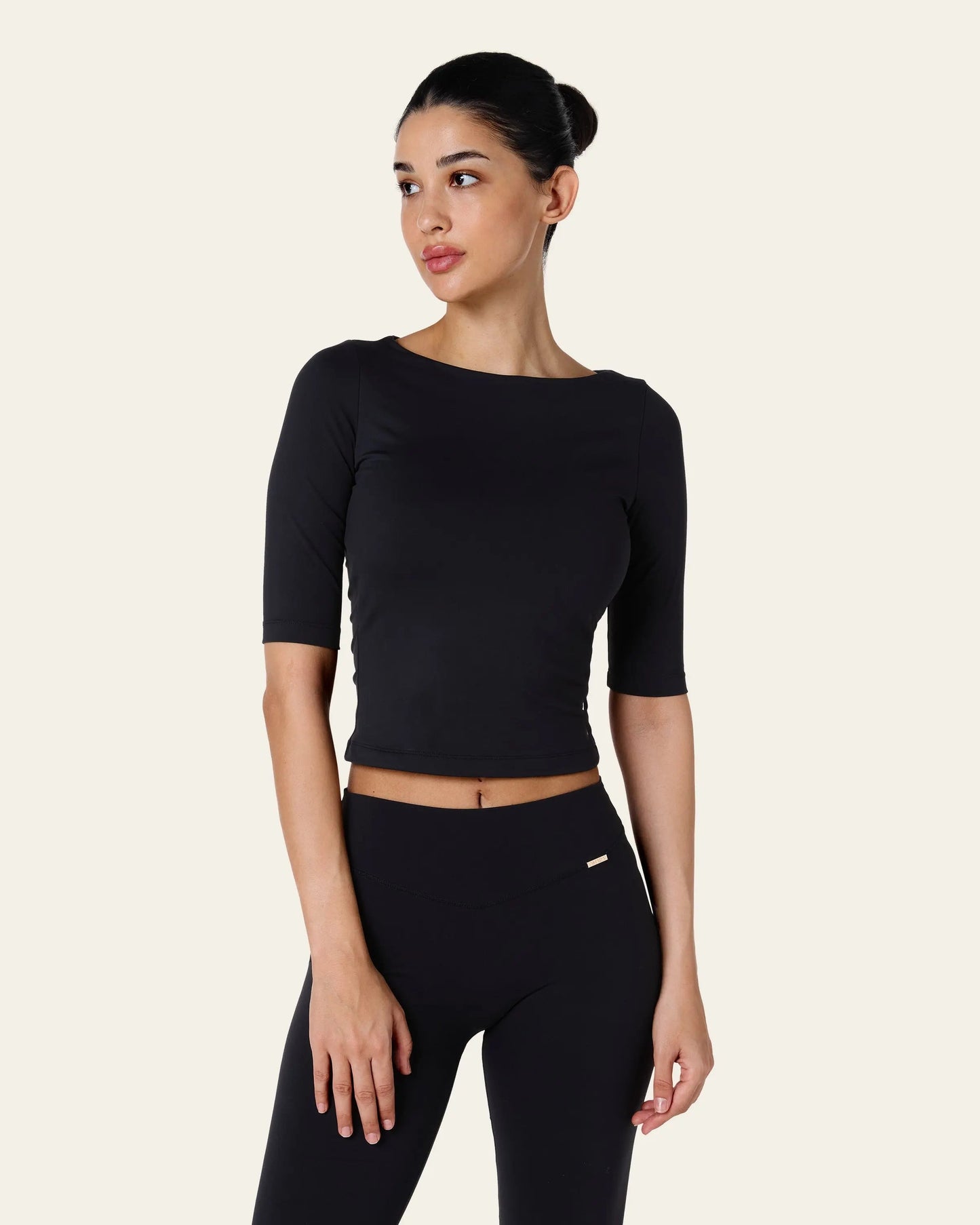 Julia 3/4 Longsleeve Top -  Black