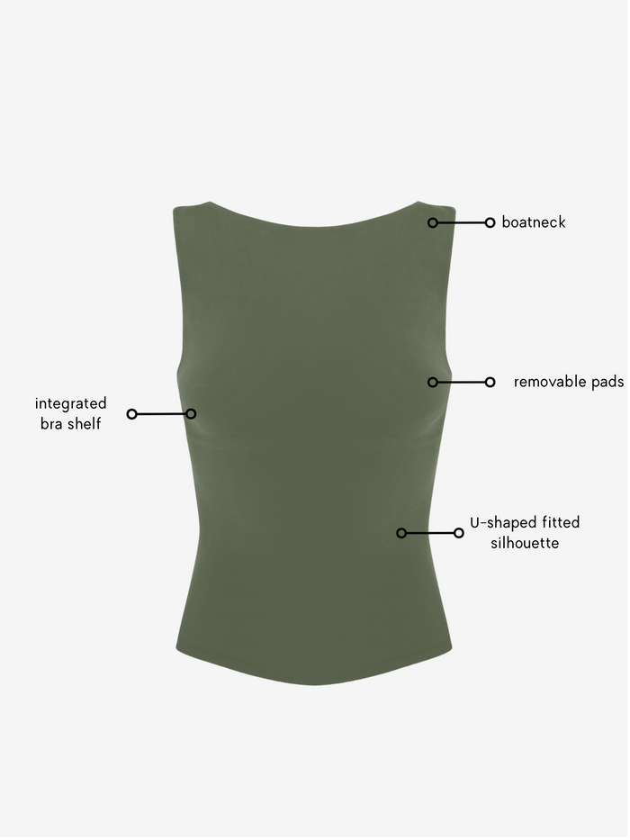 Karolina Boatneck Top - Alpine Moss