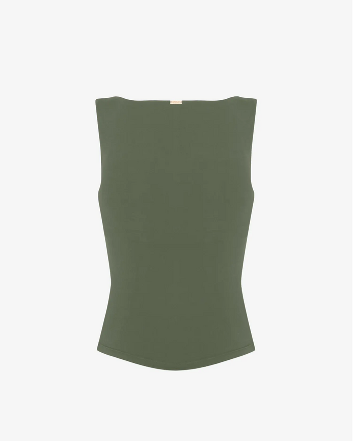 Karolina Boatneck Top - Alpine Moss