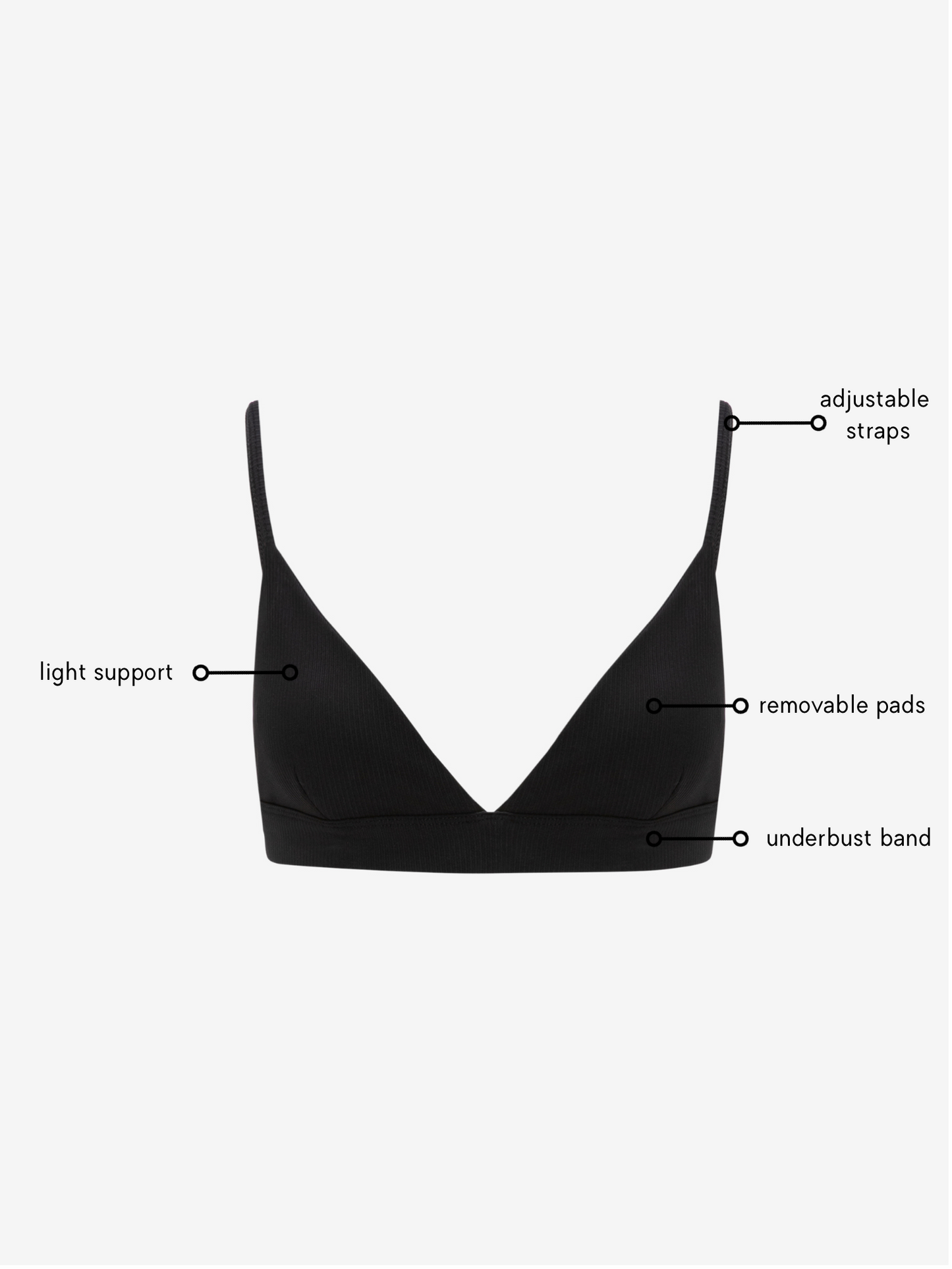Lucia ribbed Bralette - Black