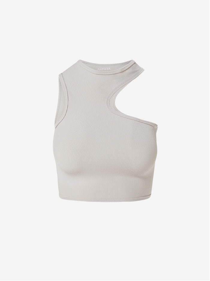 Nadja Asymmetric Crop Top - Cool Grey