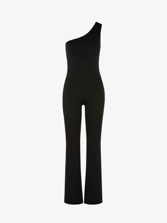 Cristina Oneshoulder Flared Leg Jumpsuit – Black
