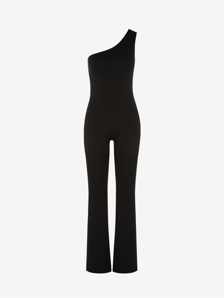 ★ILLIGO★ Lace shirring flare one piece black 25SMOPS01BK Cristina Oneshoulder Flared Leg Jumpsuit – Black – AMADAWEAR