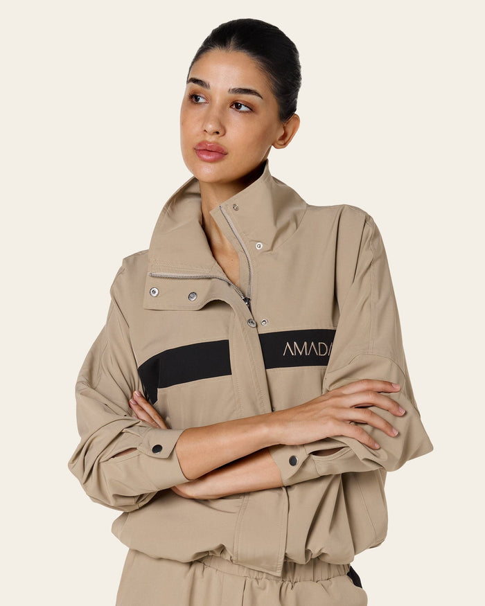 AMADA Windbreaker Jacket - Beige/Black