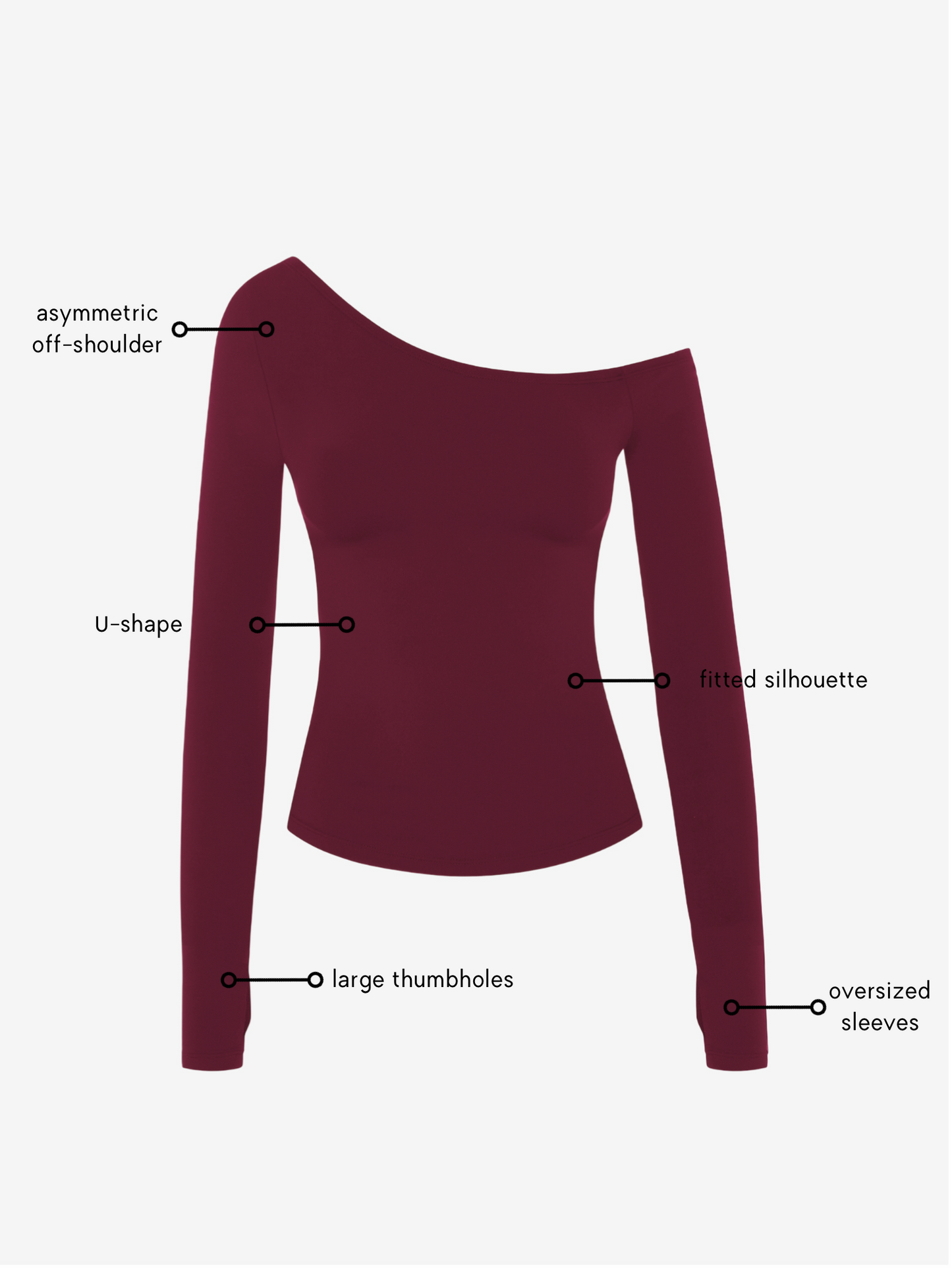 Sabrina Asymmetric Longsleeve - Cherry