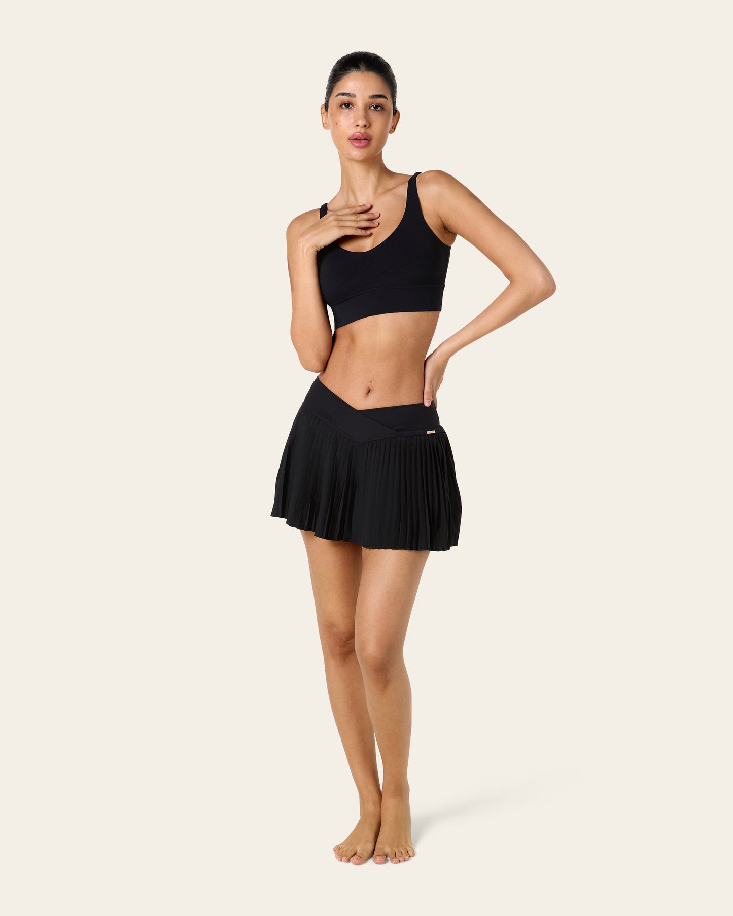 Serena Pleated Tennis Skirt - Black