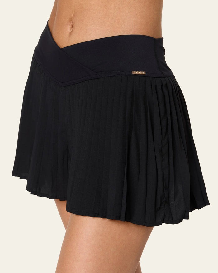 Serena Pleated Tennis Skirt - Black