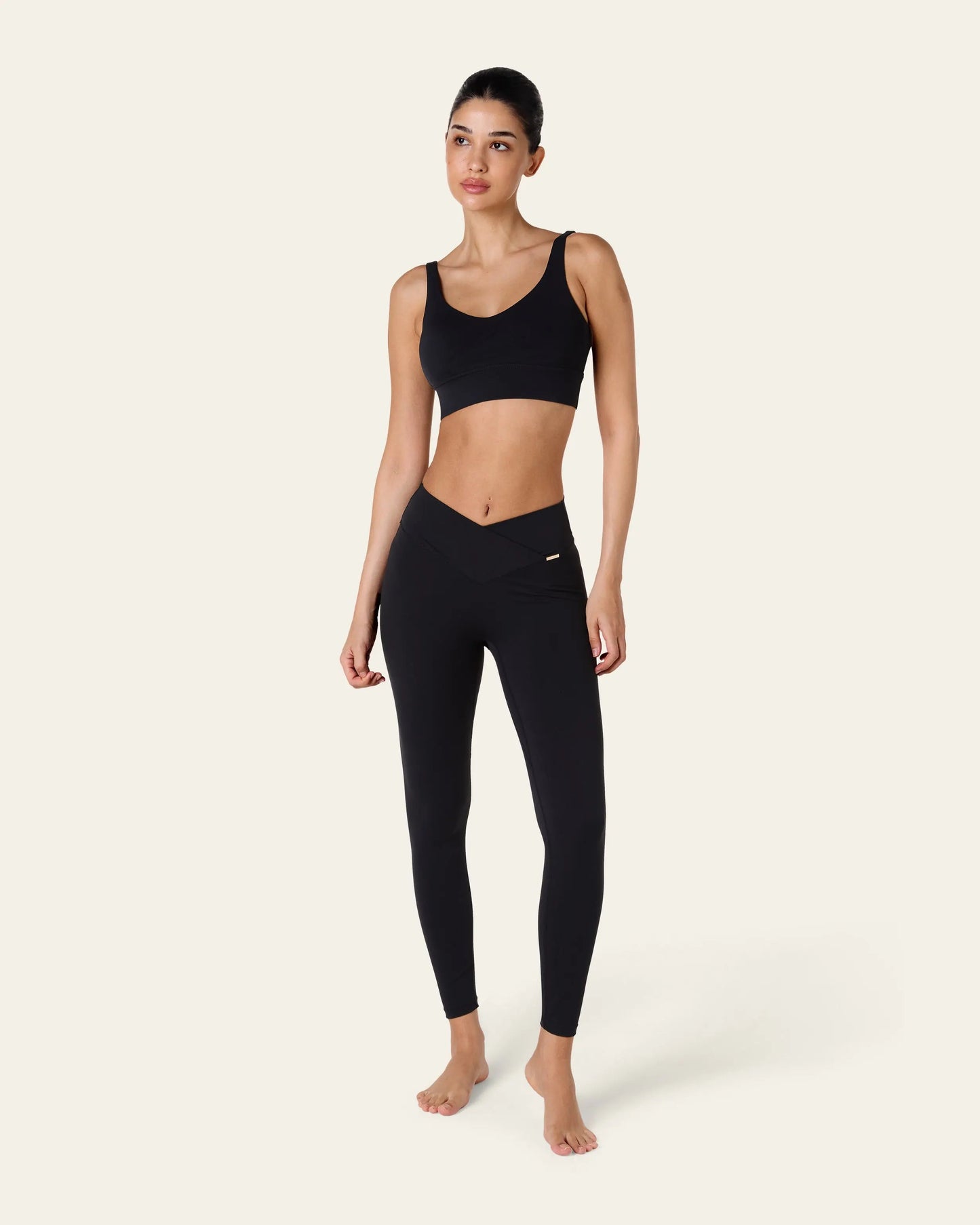 Tanya Wrap Waist Leggings - Black