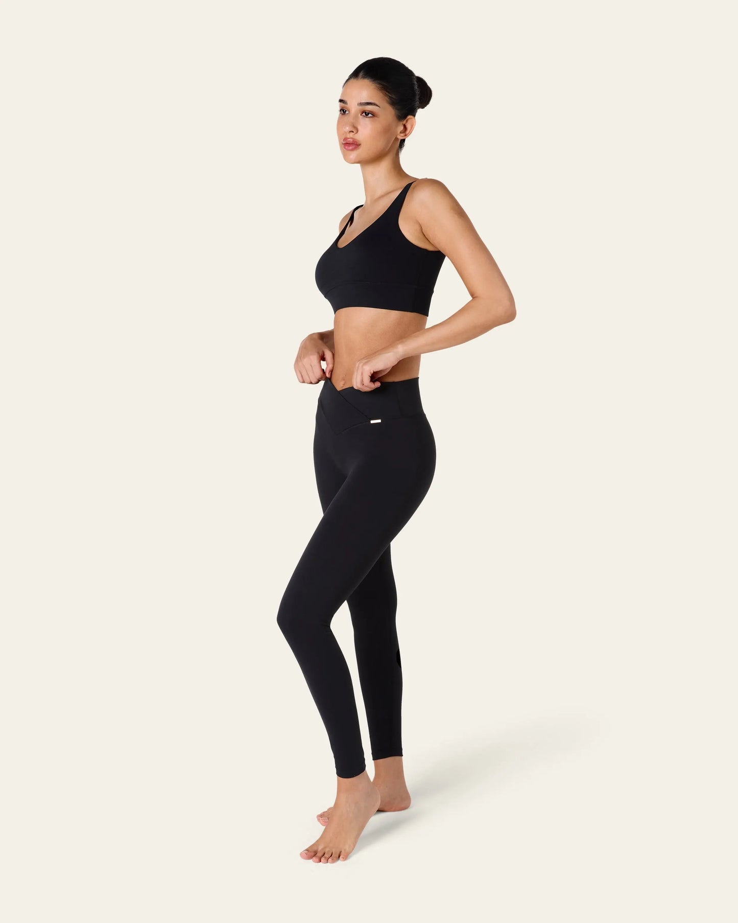 Tanya Wrap Waist Leggings - Black