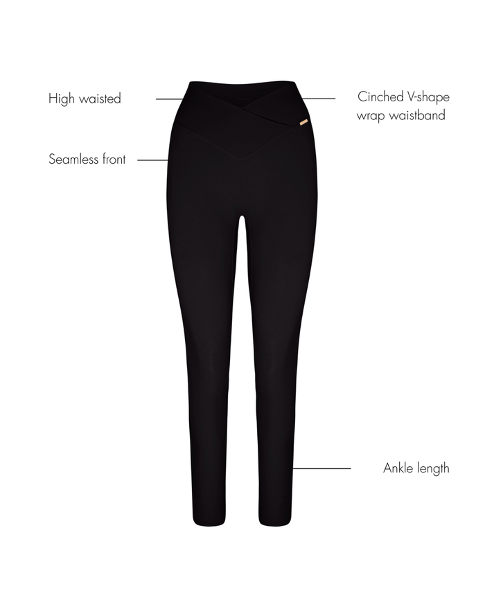 Tanya Wrap Waist Leggings - Black
